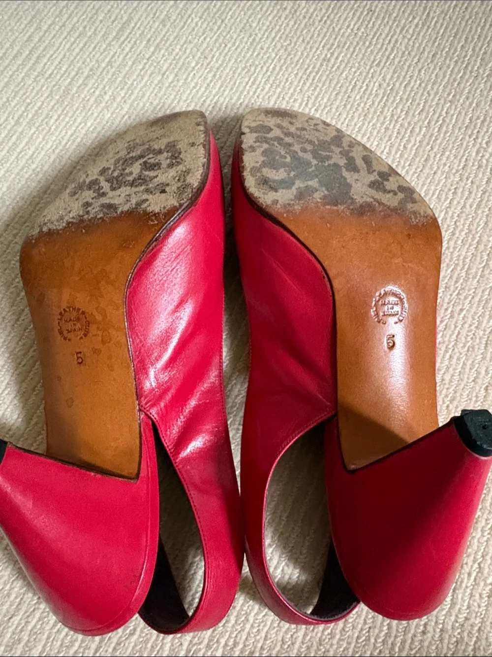 Farrutx Women’s Red Slingback Peep-Toe Heels